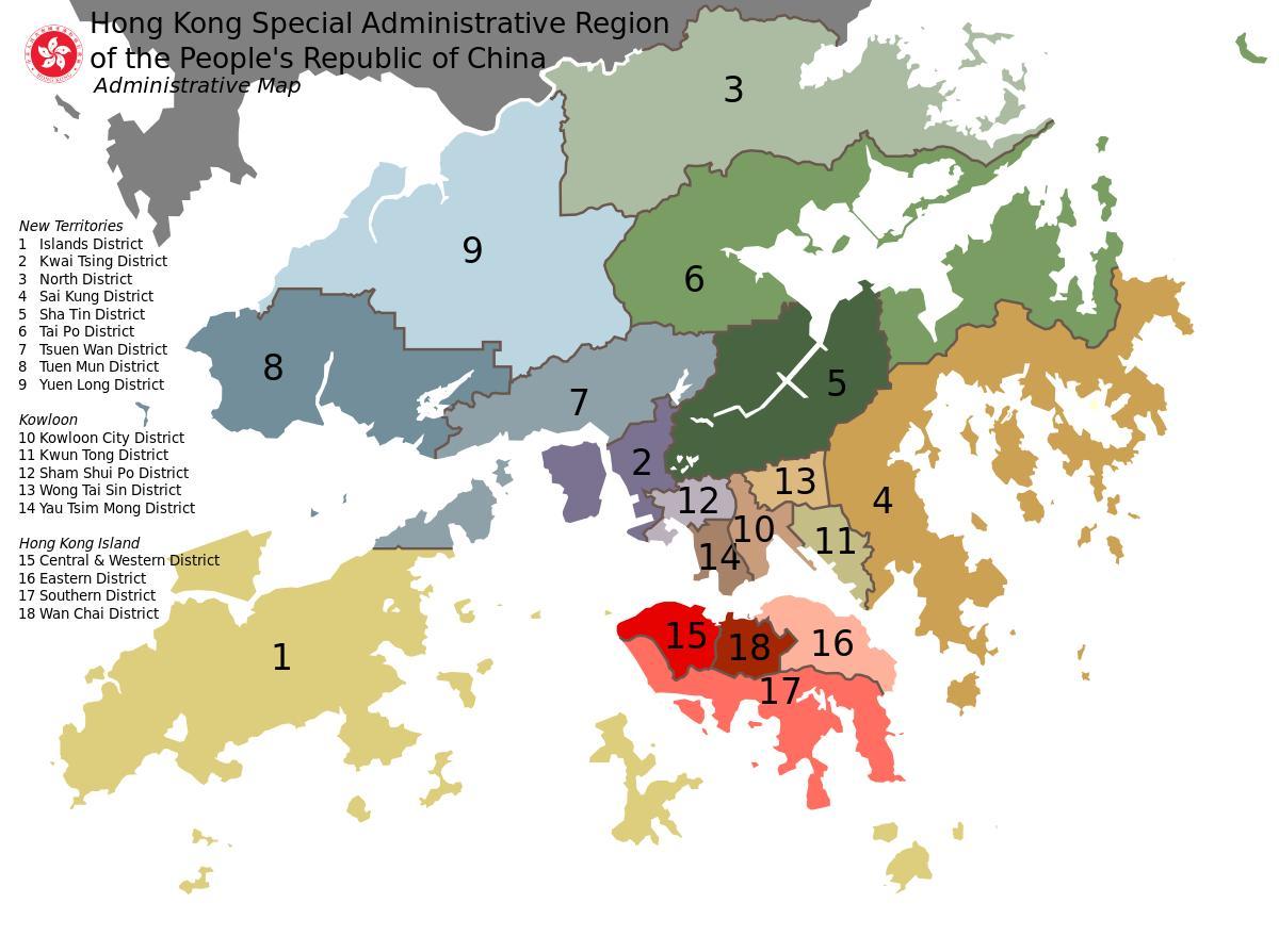 harta e Hong Kong lagjet e