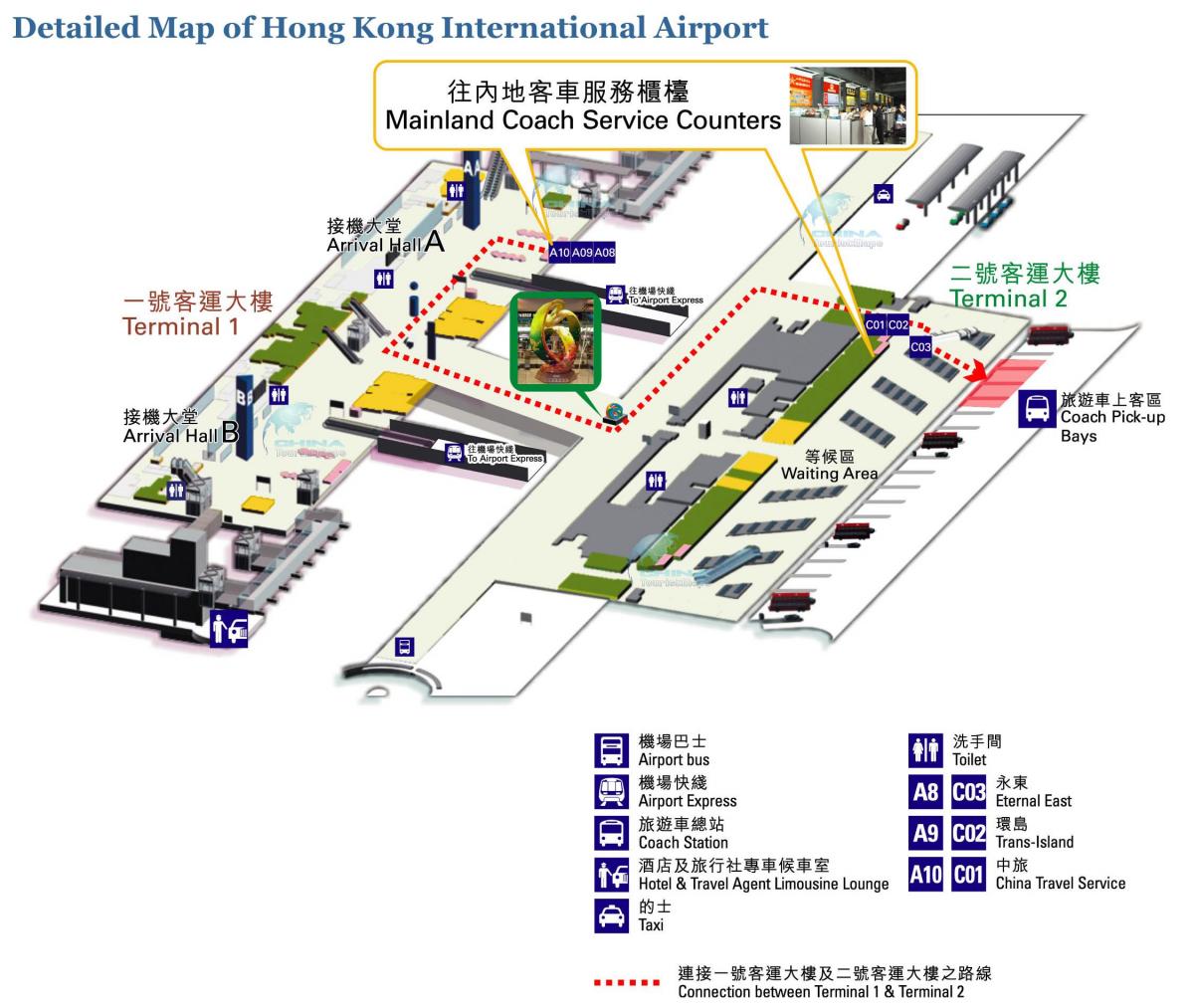 Hong Kong aeroporti hartë terminal 1 2
