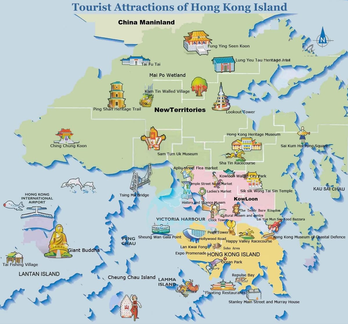 hartën turistike të Hong Kong