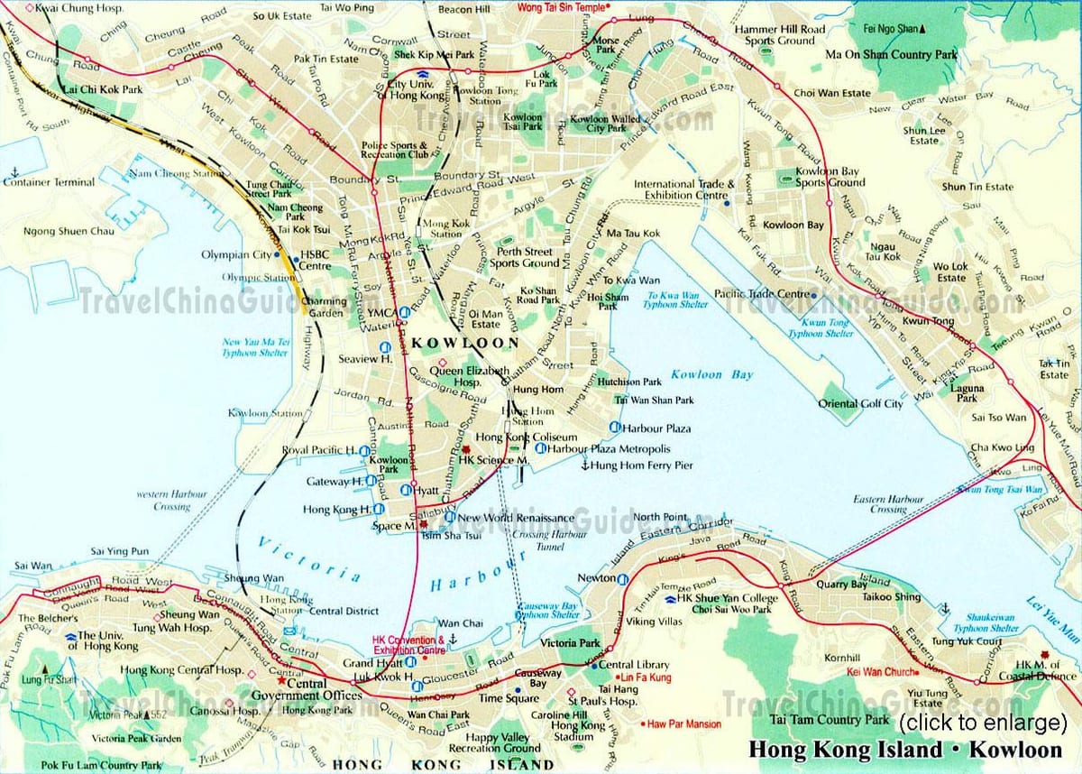qendër të Hong Kong hartë