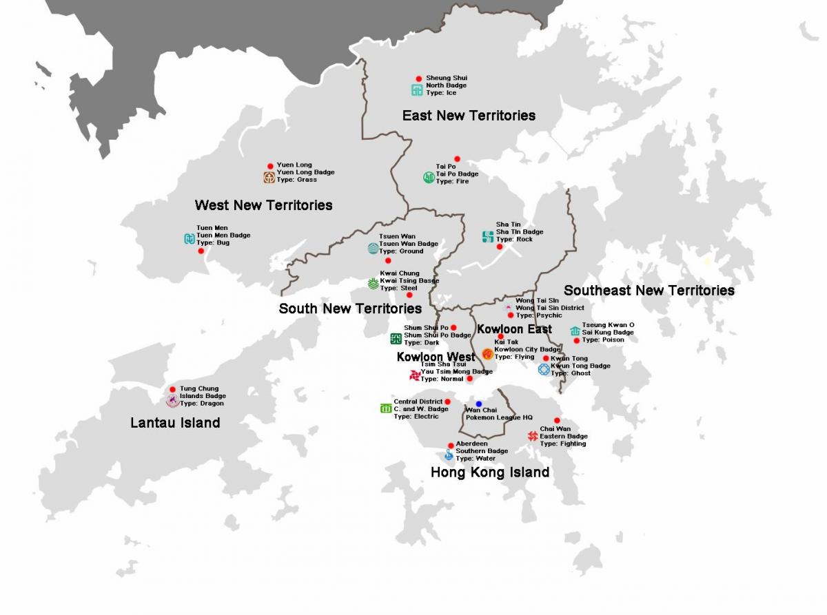 harta e Hong Kong rrethe
