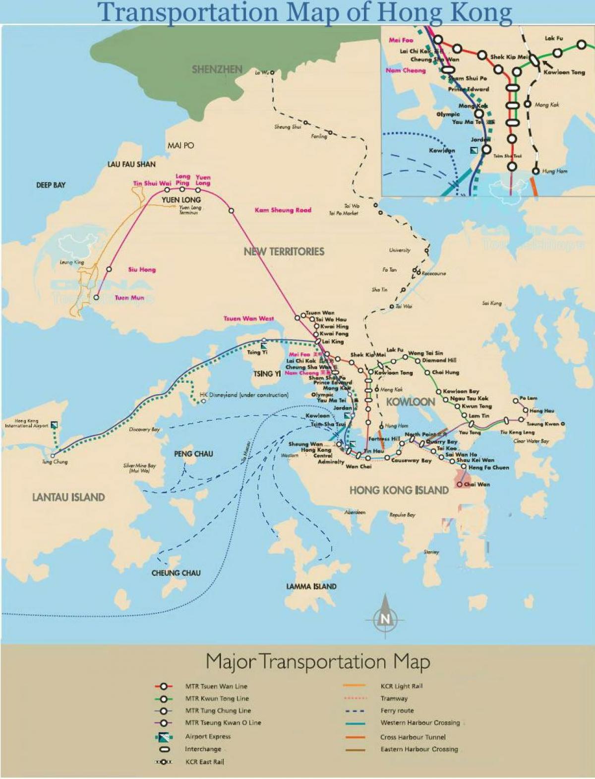 Hong Kong traget rrugët hartë