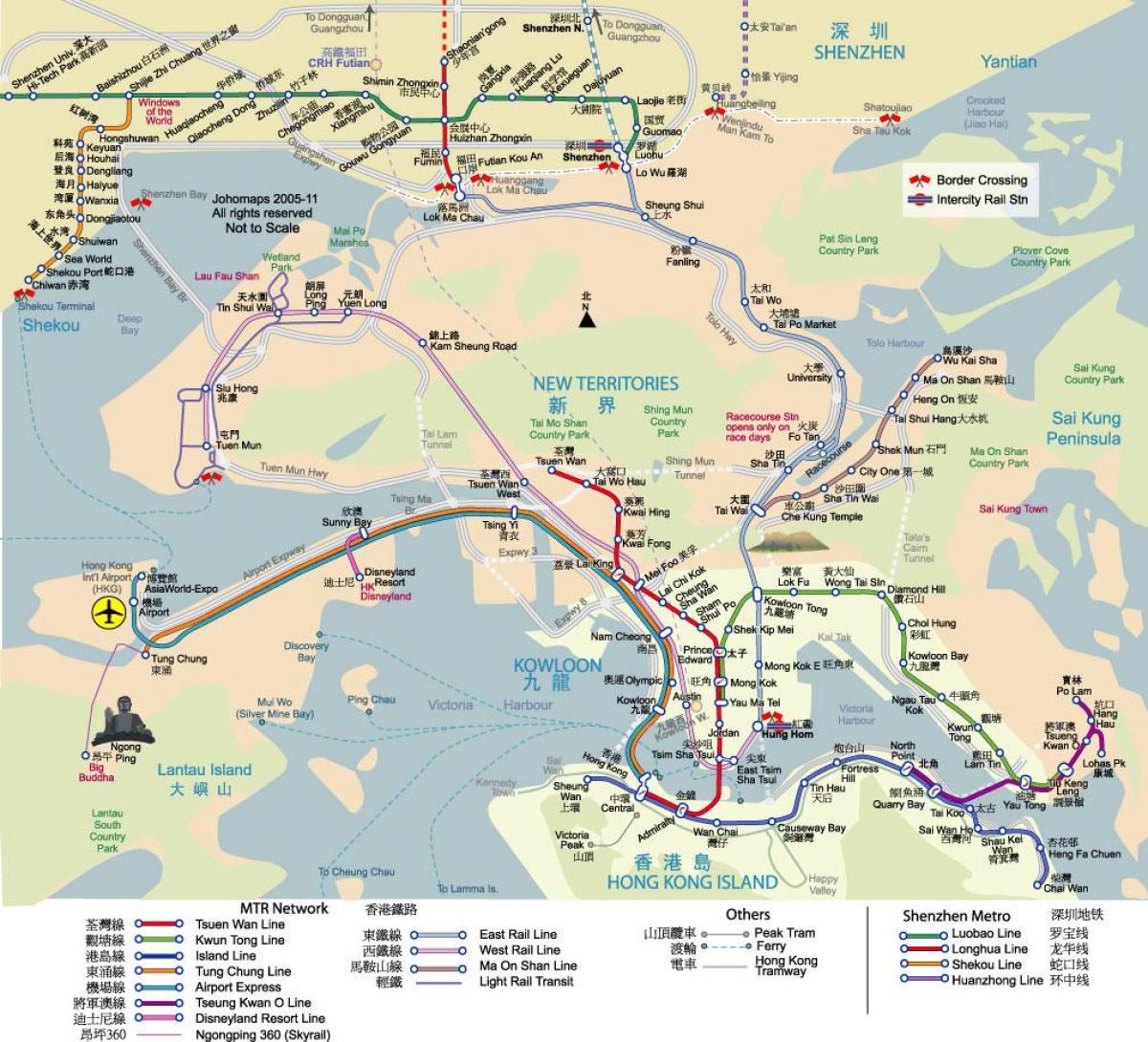 harta e Hong Kong tranzit