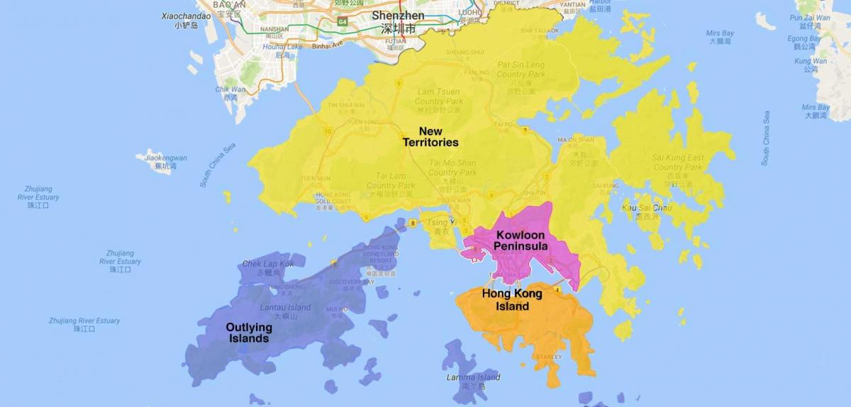 harta e Hong Kong zonë