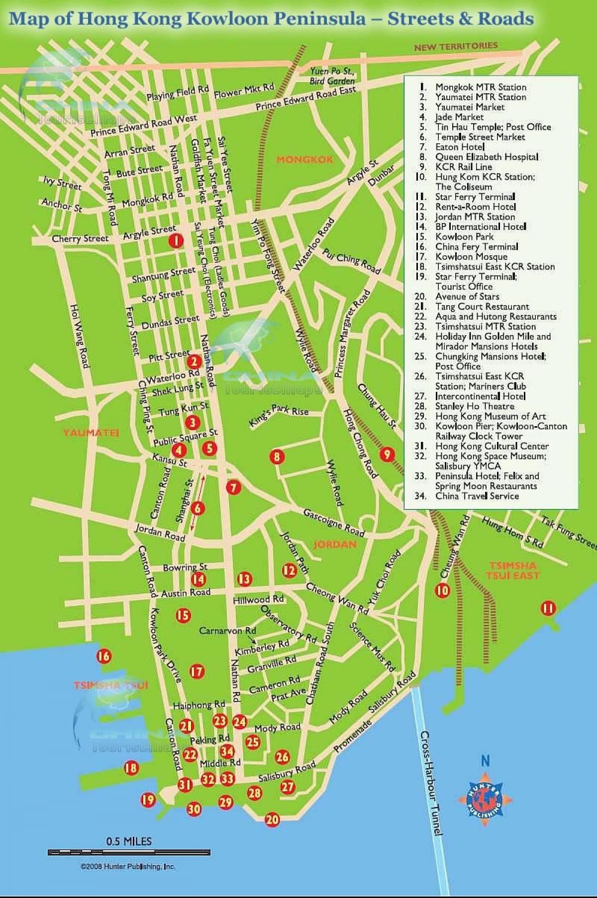 harta e Nathan rrugës Hong Kong