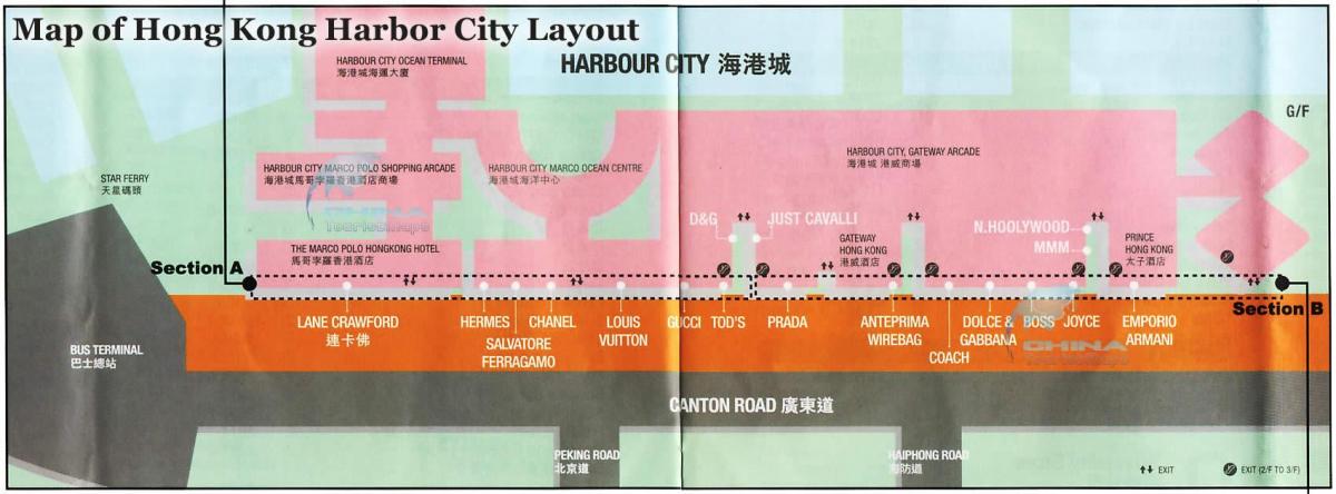 harta e portit të qytetit Hong Kong
