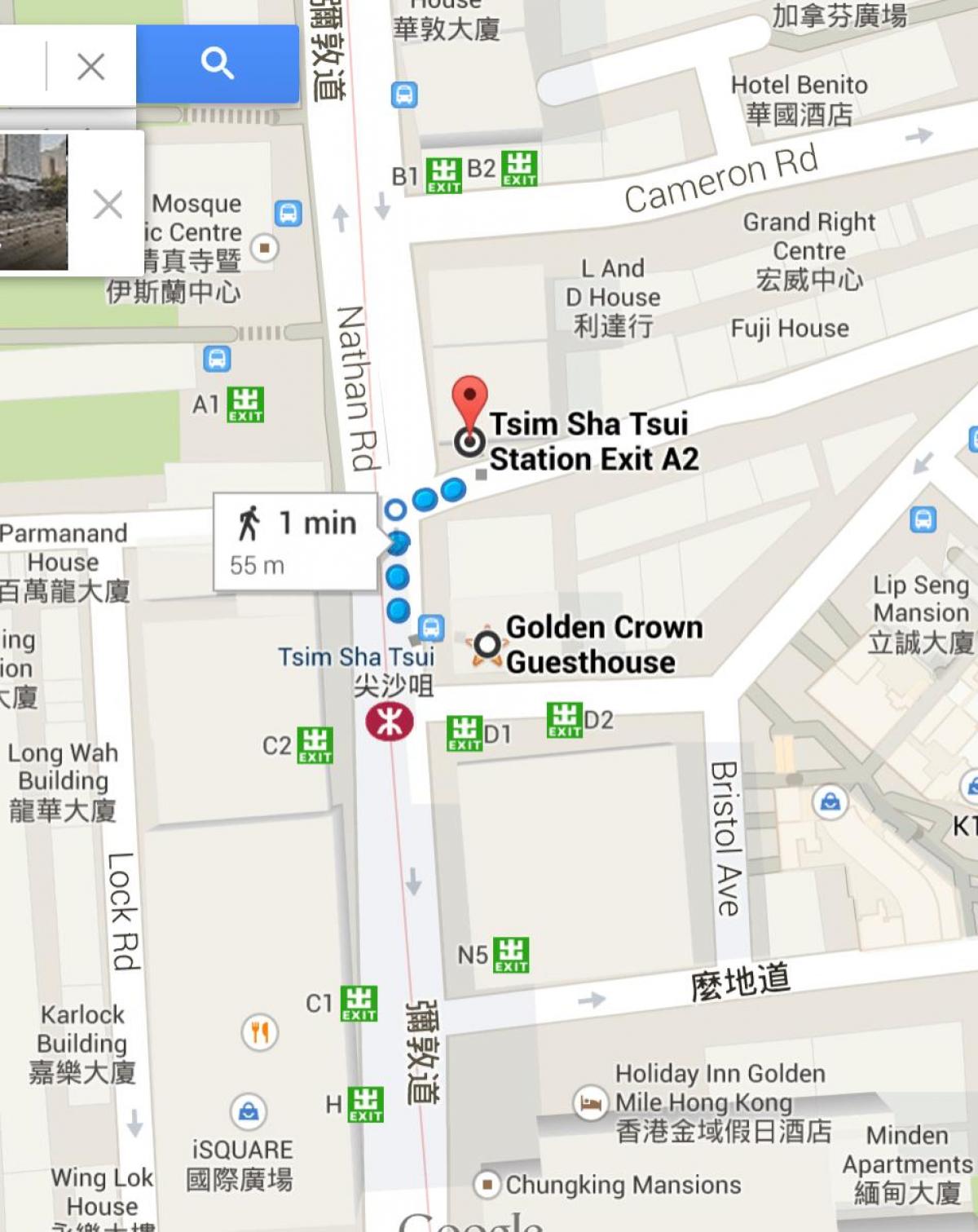 Tsim Sha Tsui MTR stacioni hartë